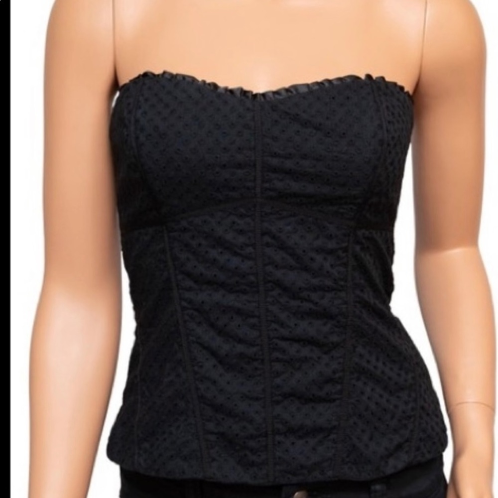 WHBM Corset Bustier Black Eyelet 8
